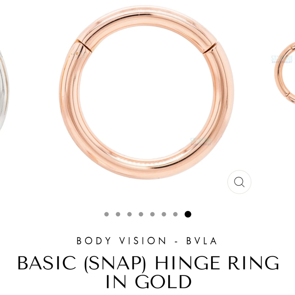 Basic (snap) hinge ring in rose gold 16ga. 8mm Diameter